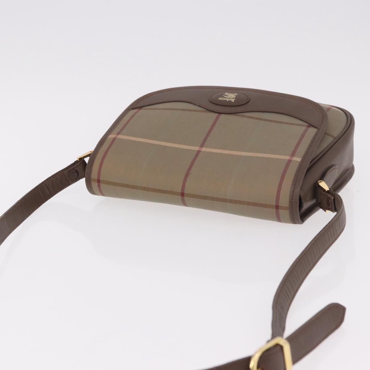 Burberrys Nova Check Shoulder Bag Canvas Gold Beige Auth ep14743