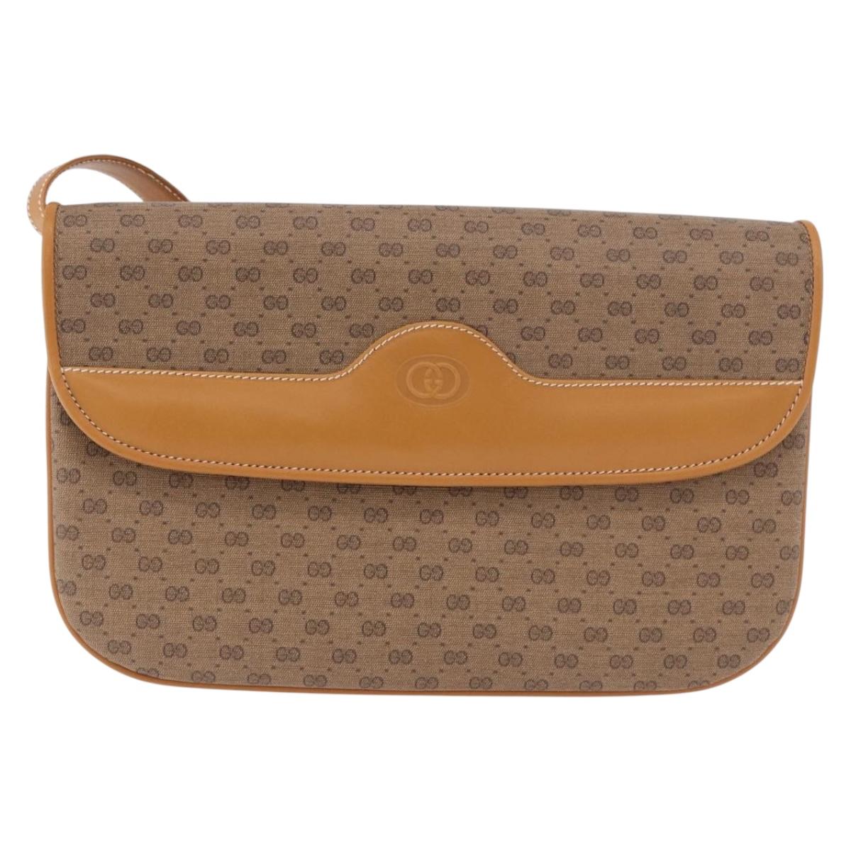 GUCCI Micro GG Supreme Shoulder Bag PVC Beige Gold 004 256 0024 Auth ep14744