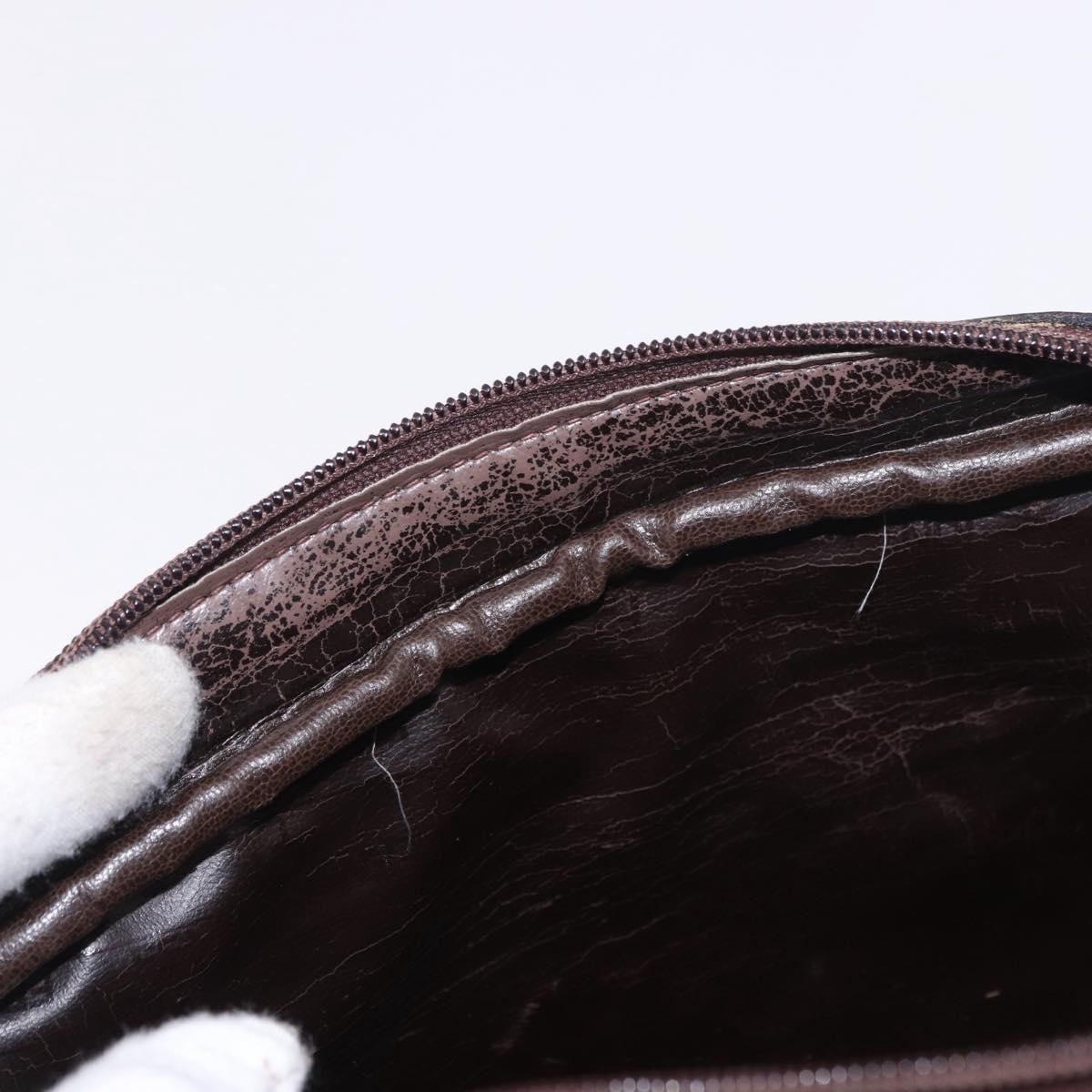 FENDI Zucca Canvas Shoulder Bag Black Brown Auth ep14748
