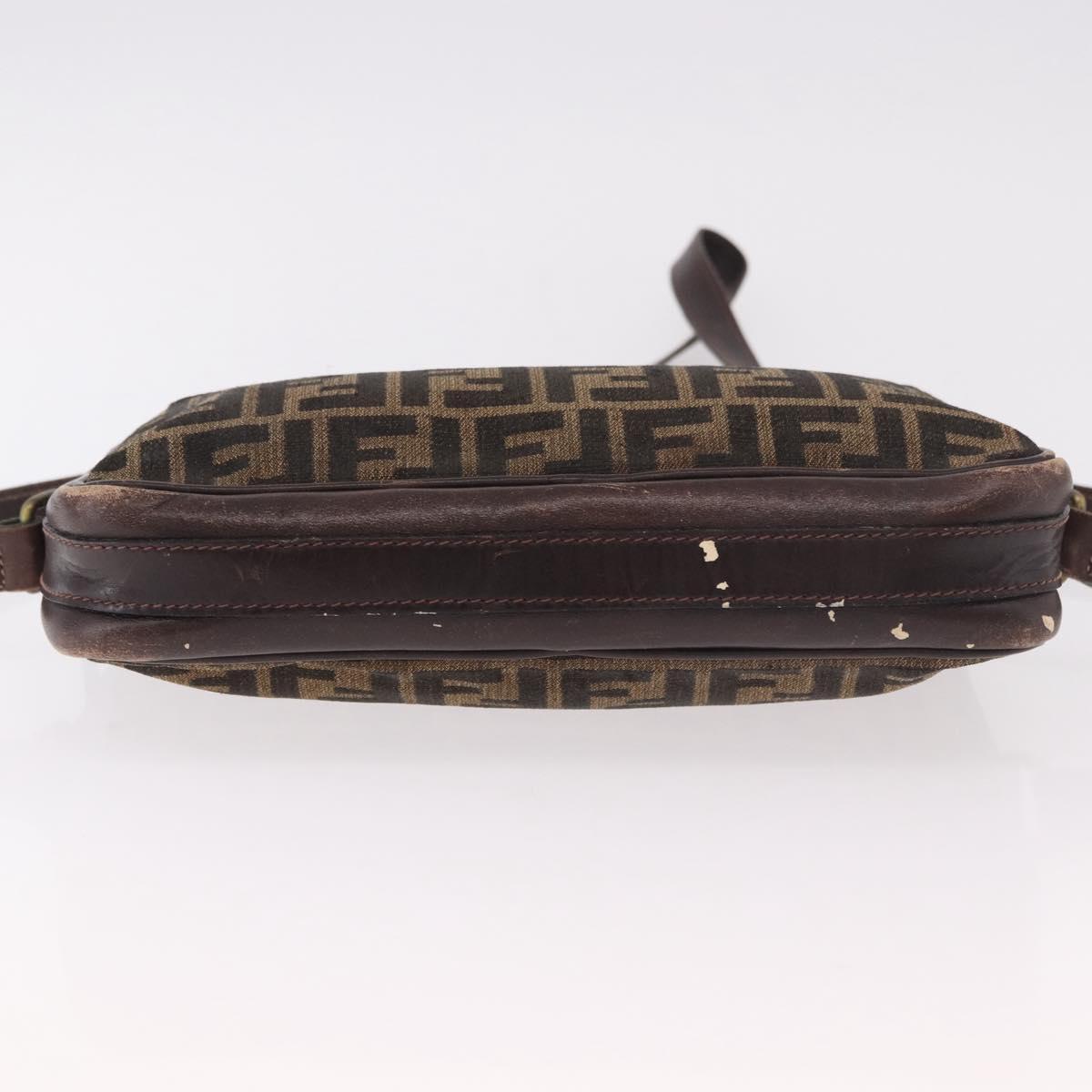 FENDI Zucca Canvas Shoulder Bag Black Brown Auth ep14748