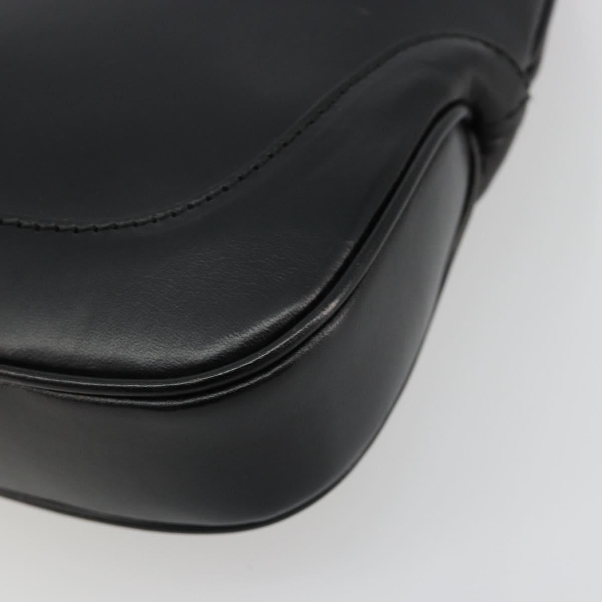 GUCCI Jackie Hand Bag Leather Black Silver Auth ep14750V