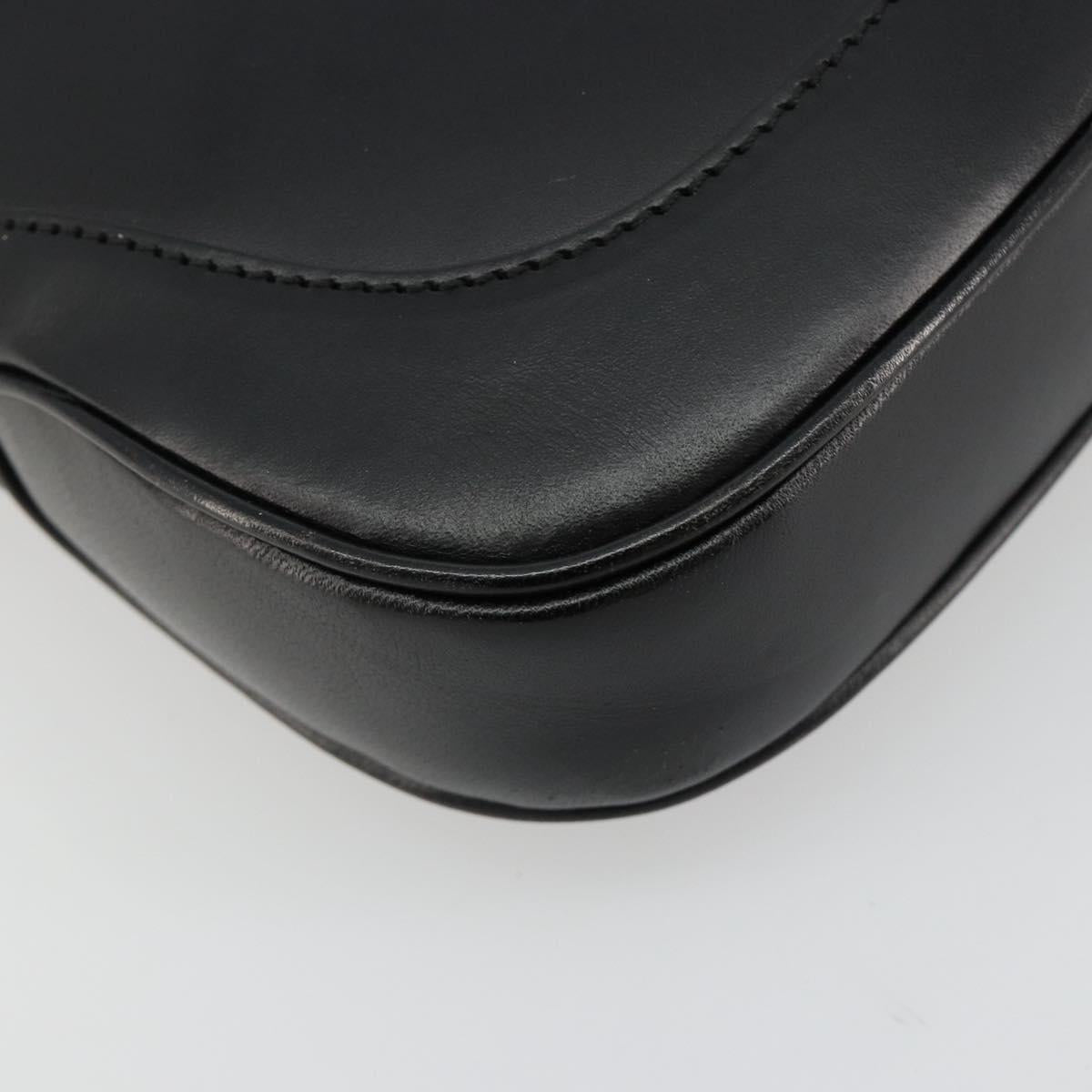 GUCCI Jackie Hand Bag Leather Black Silver Auth ep14750V