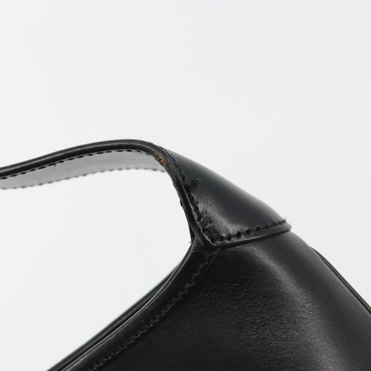GUCCI Jackie Hand Bag Leather Black Silver Auth ep14750V