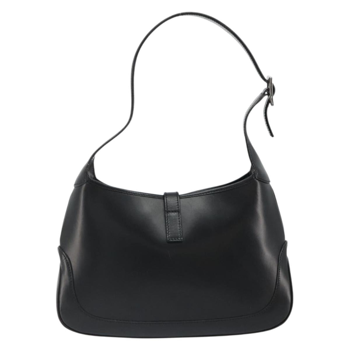 GUCCI Jackie Hand Bag Leather Black Silver Auth ep14750V