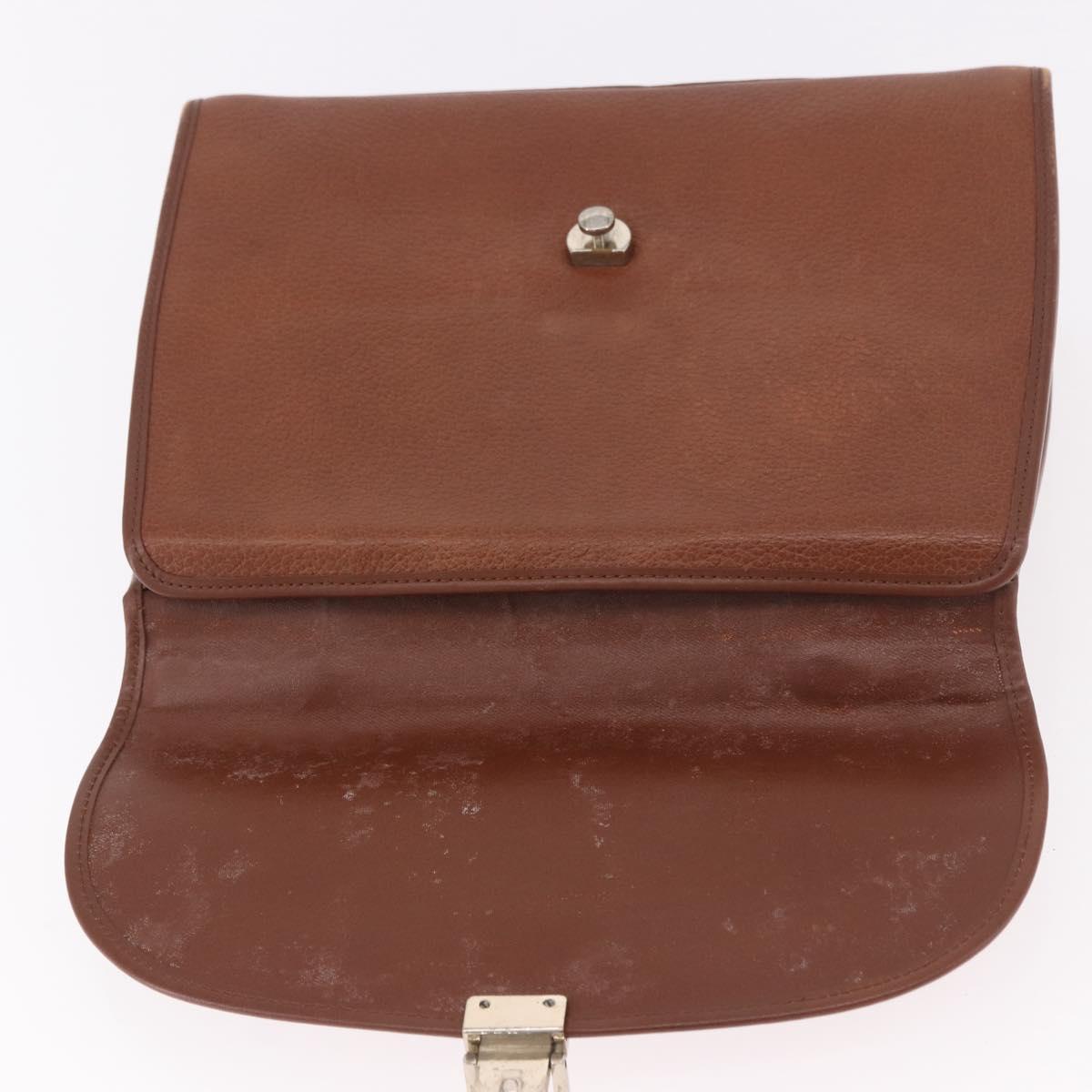 Burberrys Hand Bag Leather Brown Gold Auth ep14751