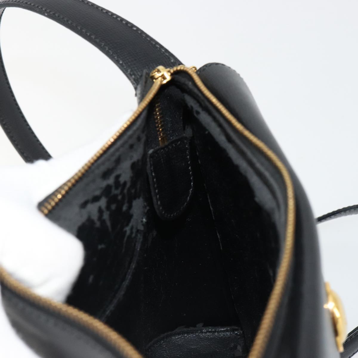 Christian Dior Shoulder Bag Leather Black Gold Auth ep14752