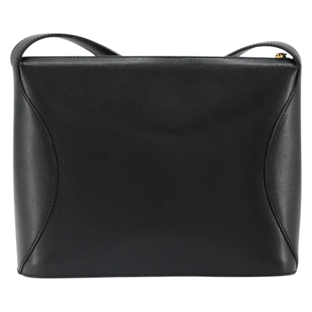 Christian Dior Shoulder Bag Leather Black Gold Auth ep14752