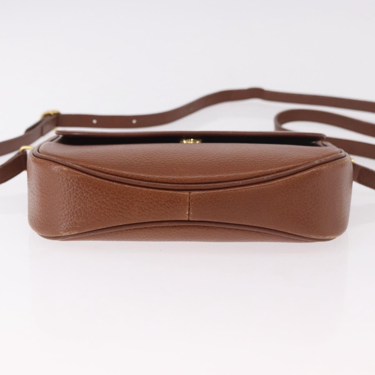 Burberrys Shoulder Bag Leather Brown Gold Auth ep14756
