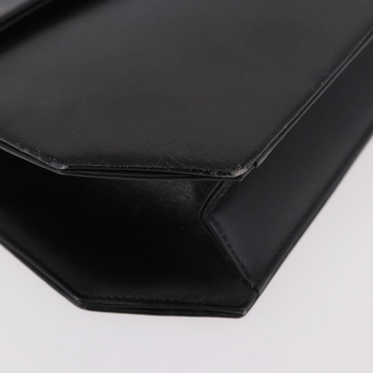 Christian Dior Chain Shoulder Bag Leather Black Gold Auth ep14757A
