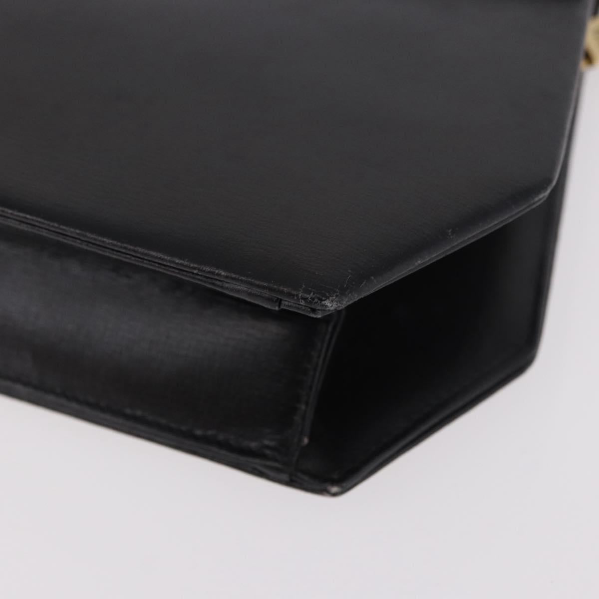 Christian Dior Chain Shoulder Bag Leather Black Gold Auth ep14757A