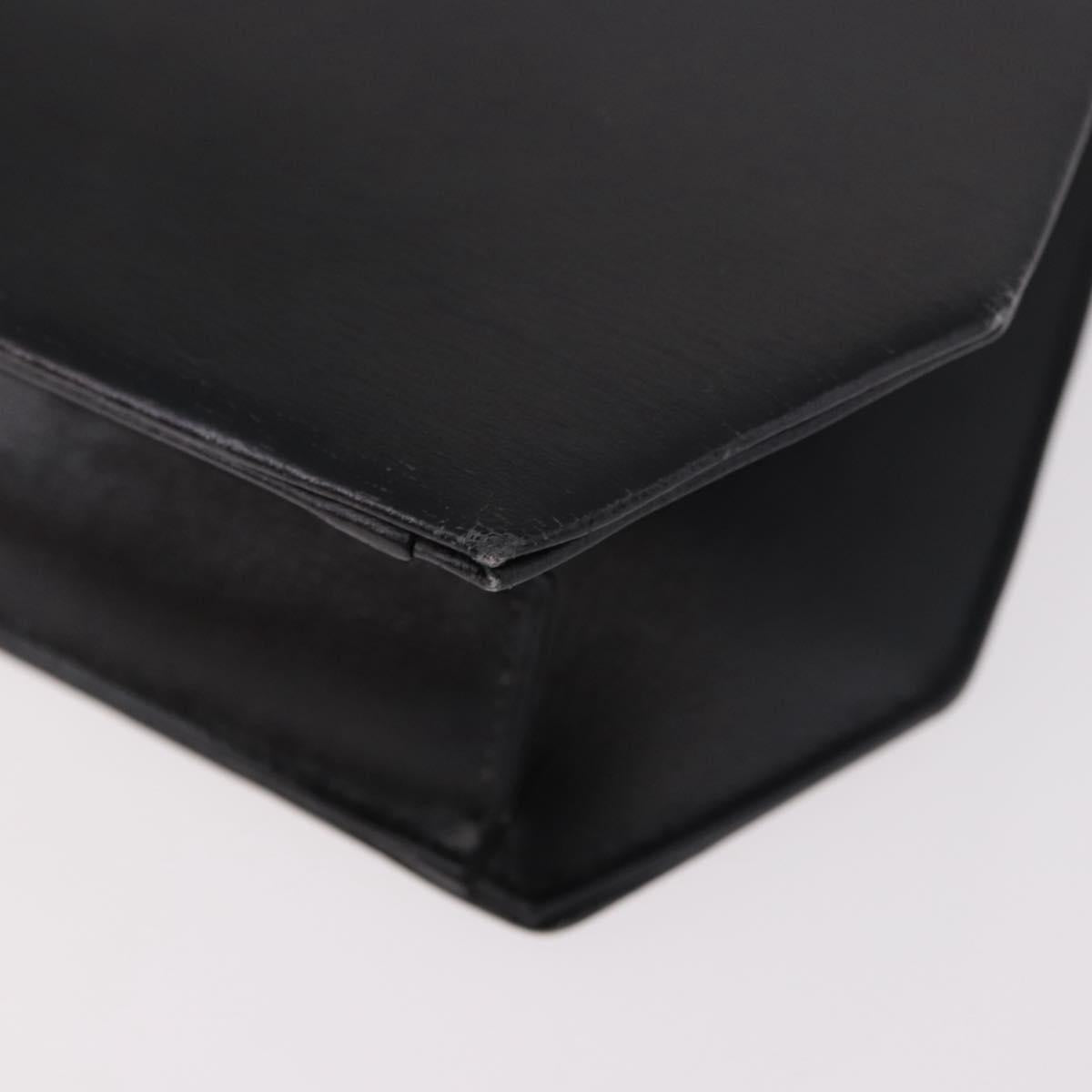 Christian Dior Chain Shoulder Bag Leather Black Gold Auth ep14757A