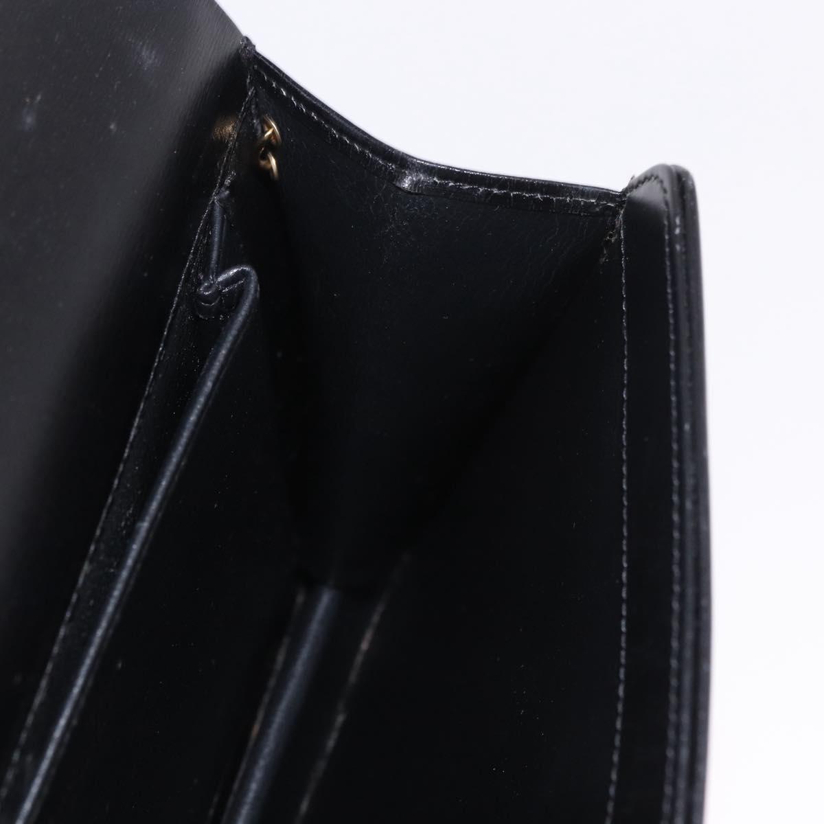 Christian Dior Chain Shoulder Bag Leather Black Gold Auth ep14757A