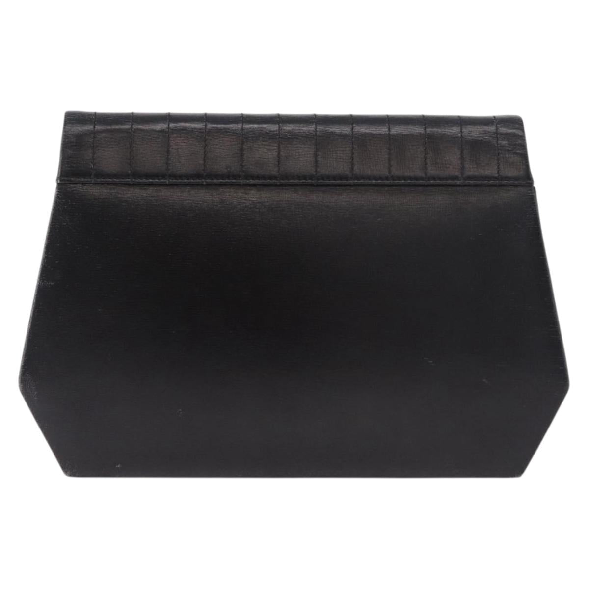 Christian Dior Chain Shoulder Bag Leather Black Gold Auth ep14757A