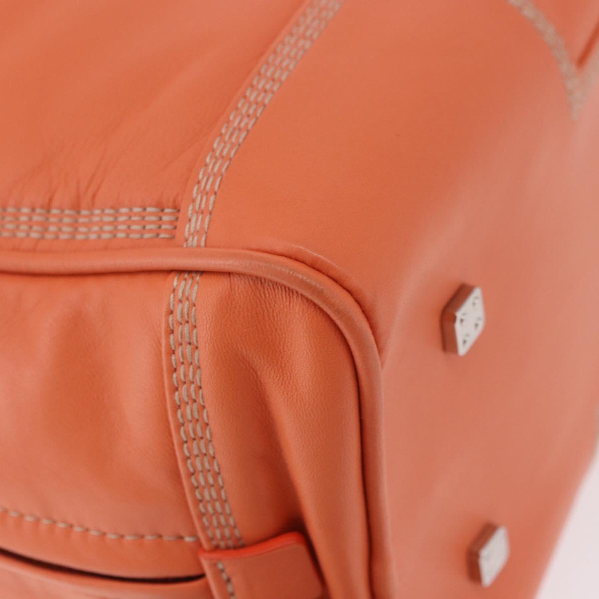 LOEWE Anagram Americana 28 Hand Bag Leather Orange Silver Auth ep14765
