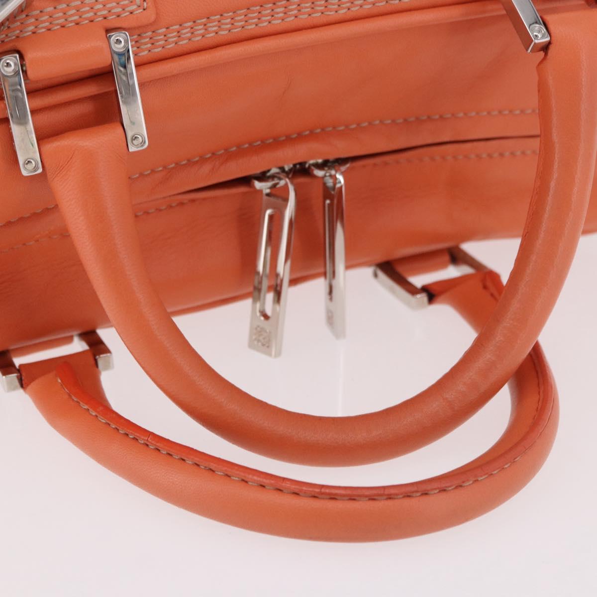 LOEWE Anagram Americana 28 Hand Bag Leather Orange Silver Auth ep14765