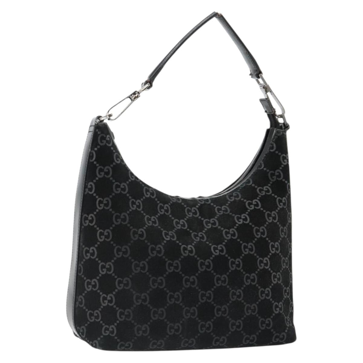 GUCCI GG Canvas Shoulder Bag Black Silver 000 0602 Auth ep14767