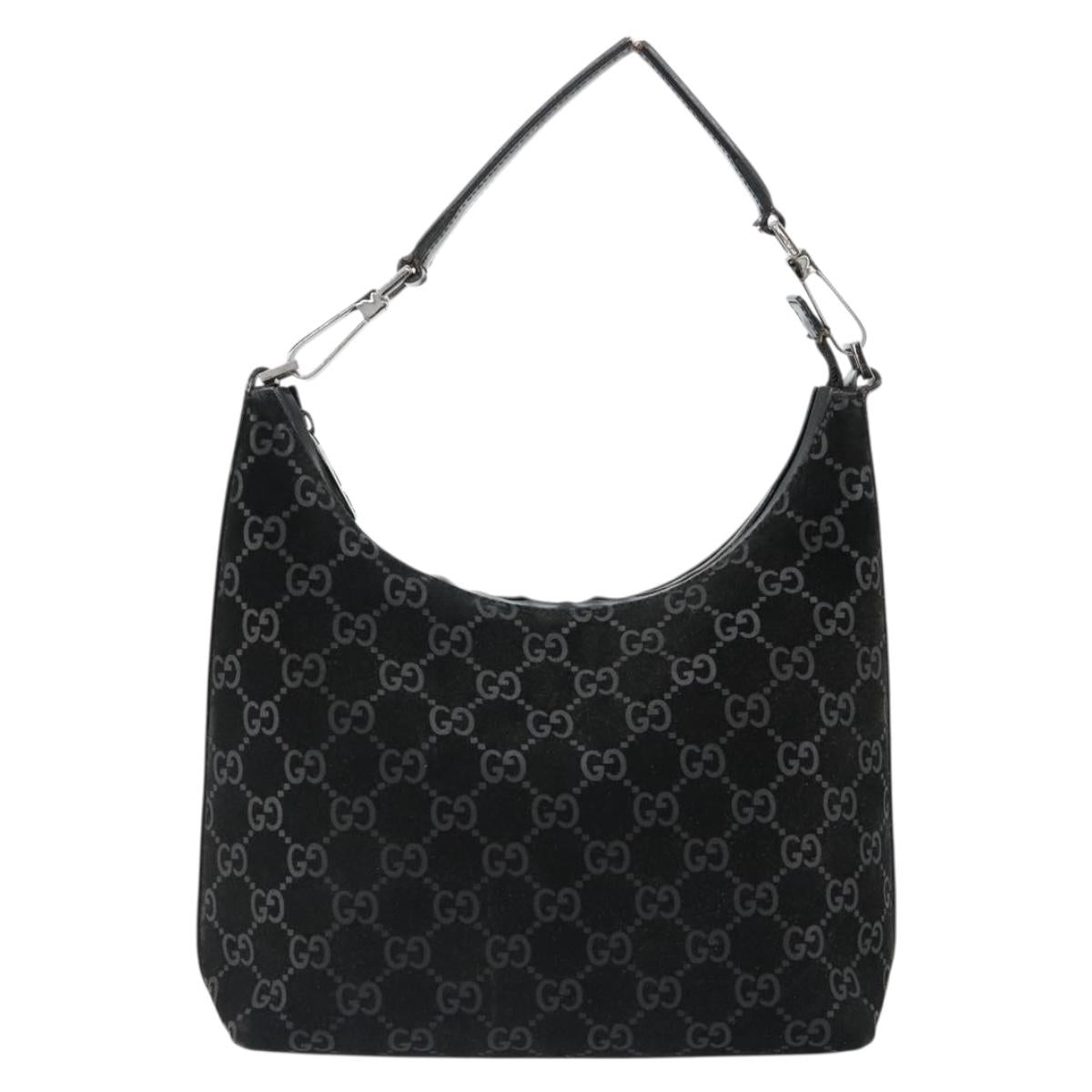 GUCCI GG Canvas Shoulder Bag Black Silver 000 0602 Auth ep14767