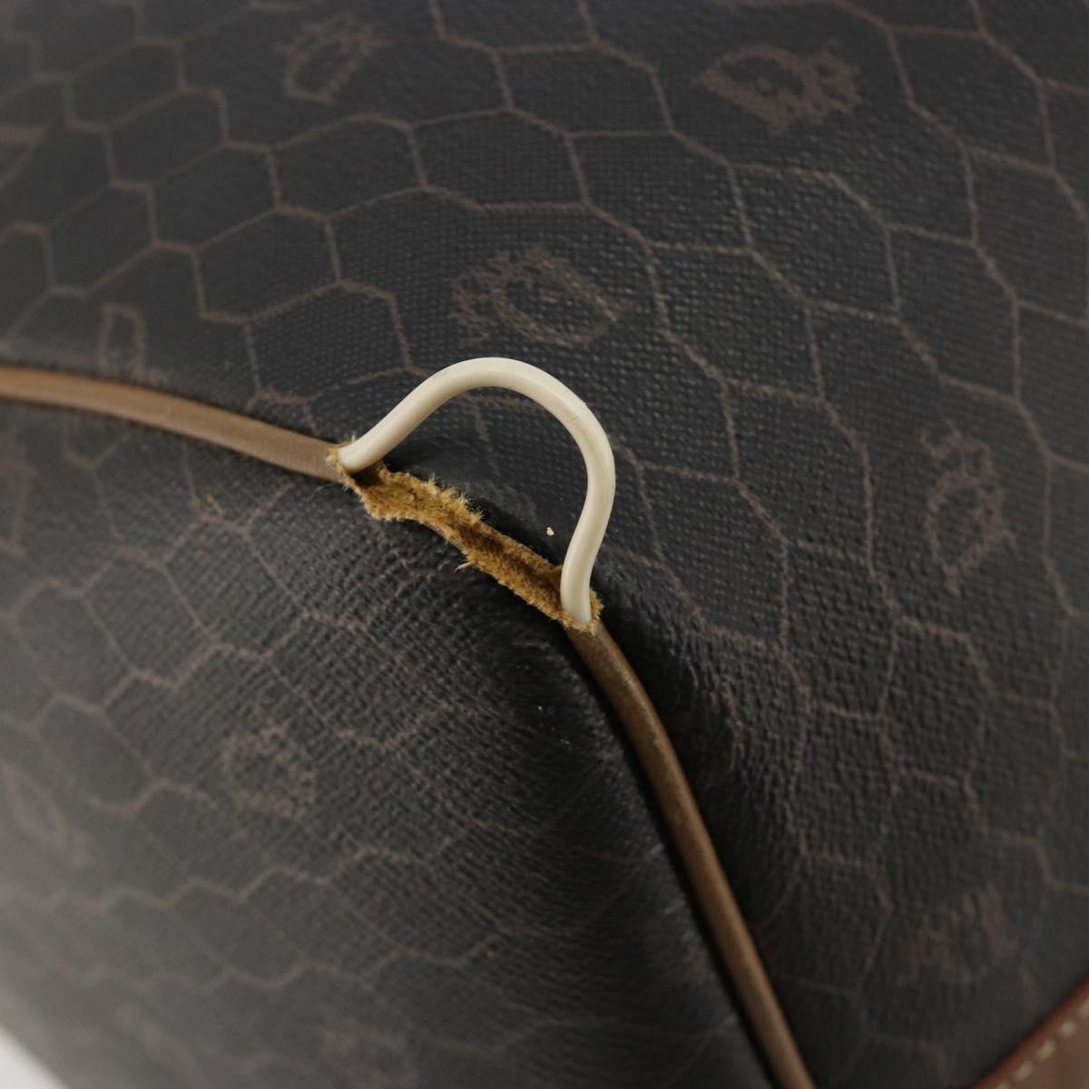 Christian Dior Honeycomb Canvas Boston Bag PVC Black Gold Auth ep14768