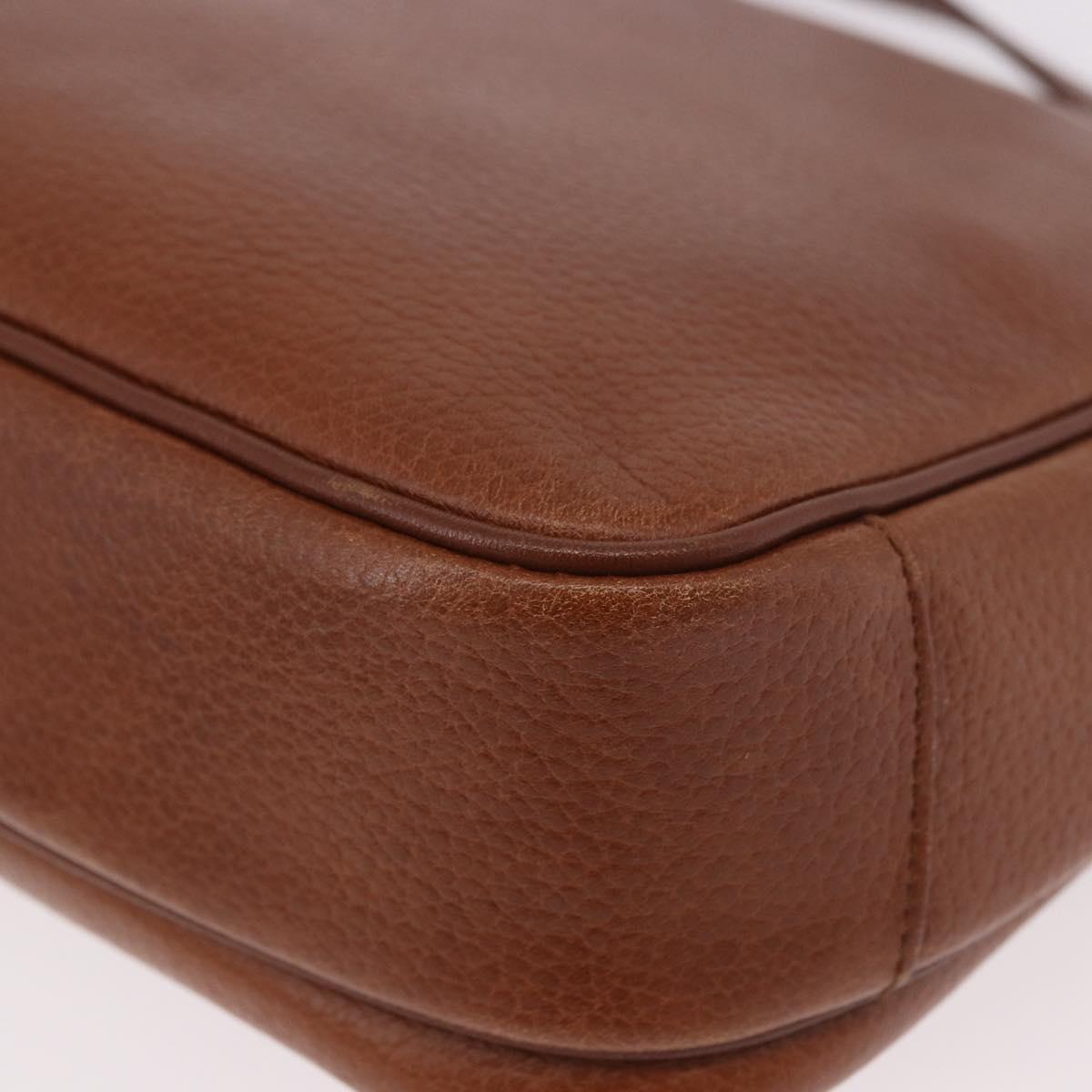 Burberrys Shoulder Bag Leather Brown Gold Auth ep14772