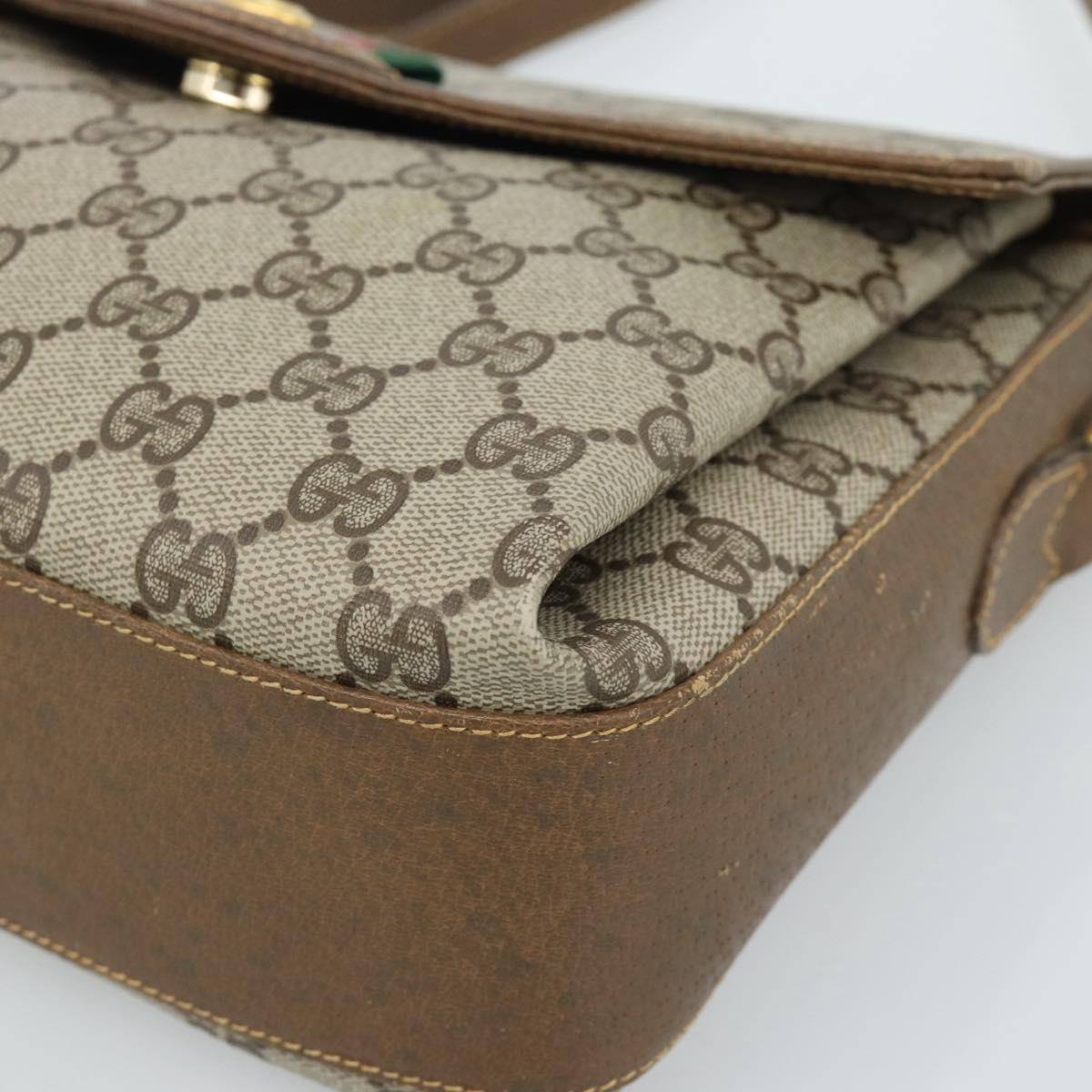 GUCCI GG Supreme Web Sherry Line Bag PVC Beige Gold 904 02 084 Auth ep14773