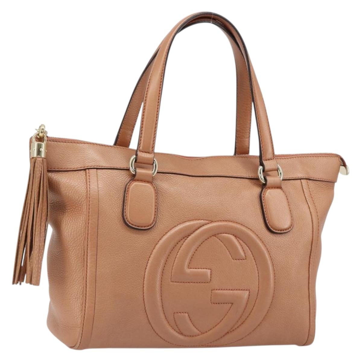 GUCCI Soho Tote Bag Leather Orange Gold 282307 Auth ep14774A