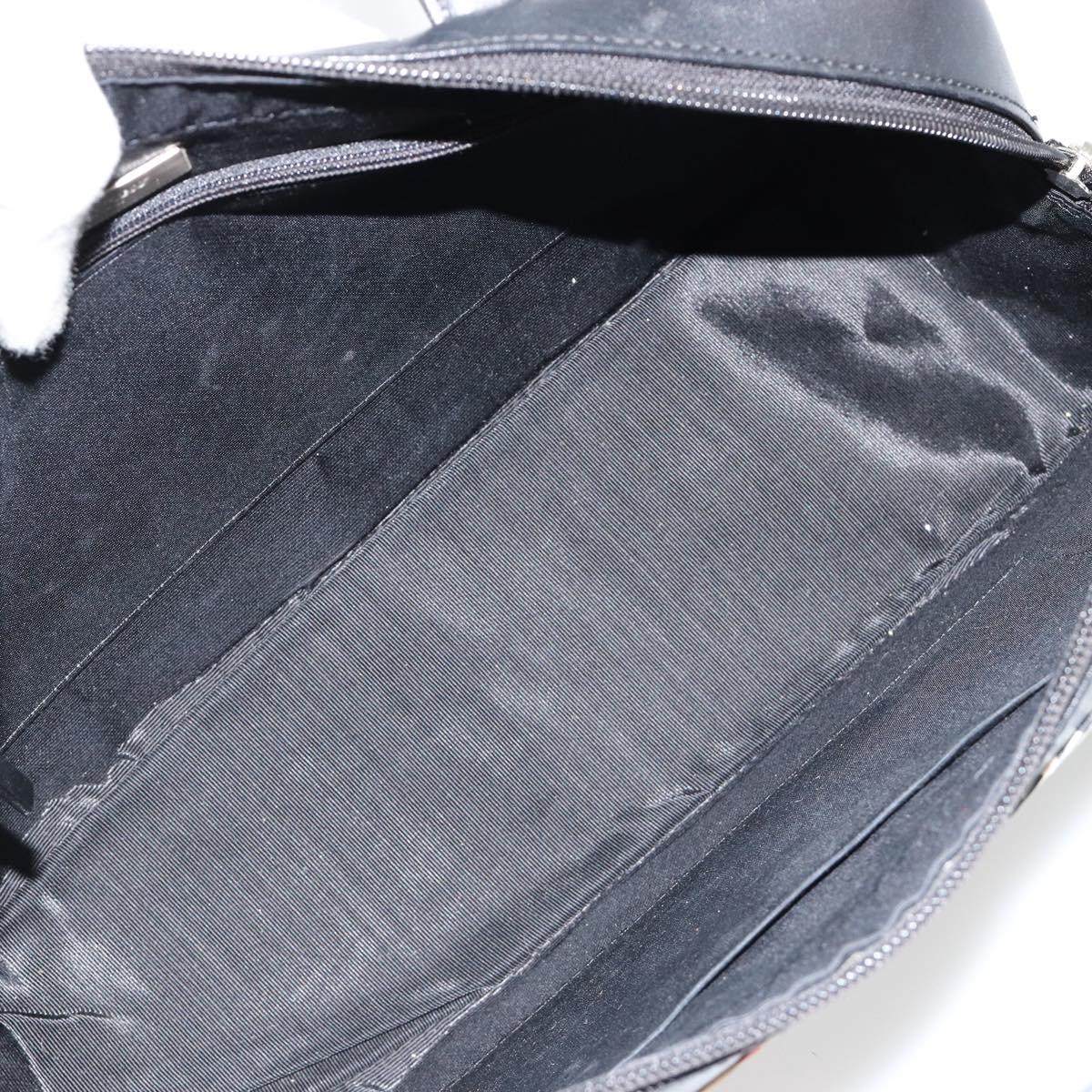 BURBERRY Hand Bag Leather Black Silver Auth ep14775A