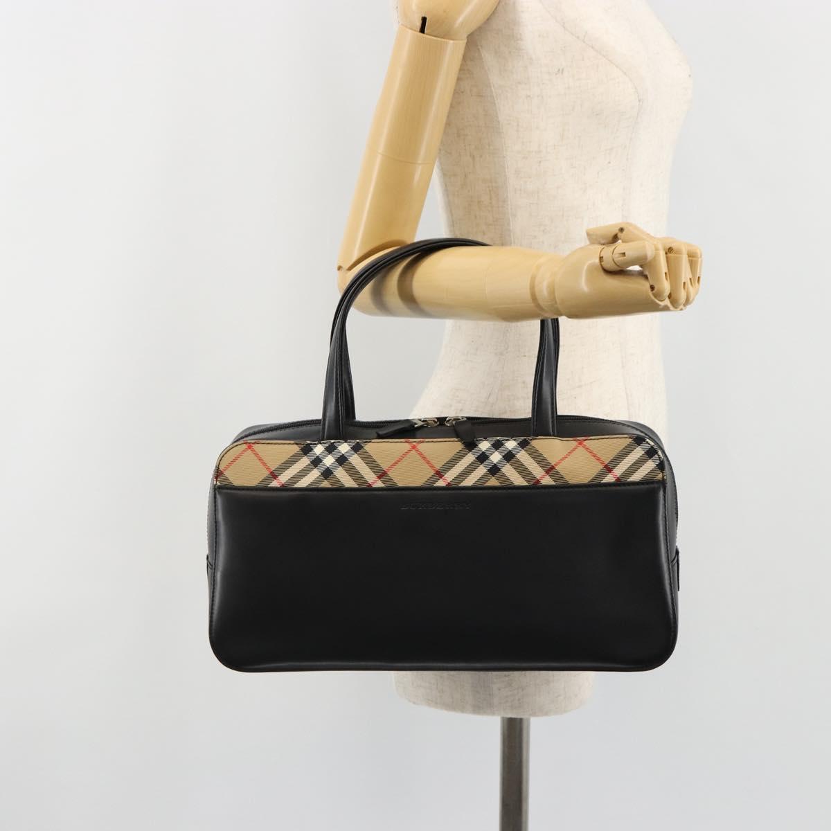 BURBERRY Hand Bag Leather Black Silver Auth ep14775A