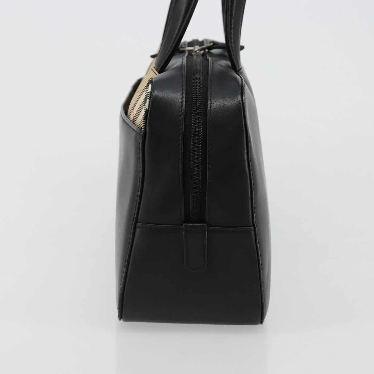 BURBERRY Hand Bag Leather Black Silver Auth ep14775A
