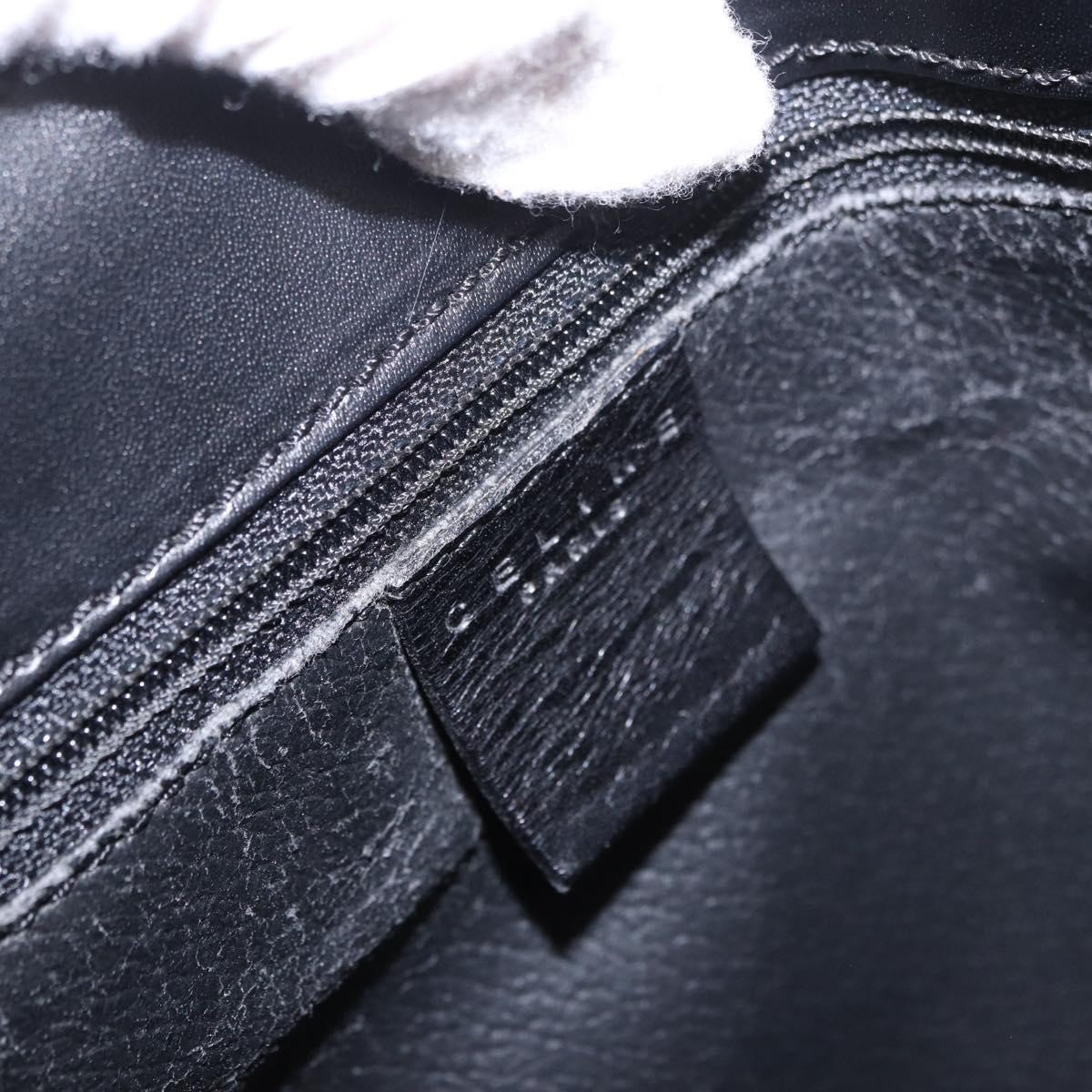 CELINE Macadam Canvas Shoulder Bag PVC Leather Black Gold Auth ep14777
