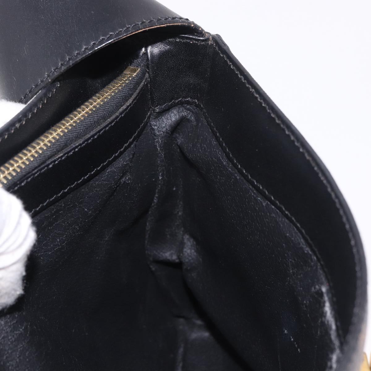 CELINE Macadam Canvas Shoulder Bag PVC Leather Black Gold Auth ep14777