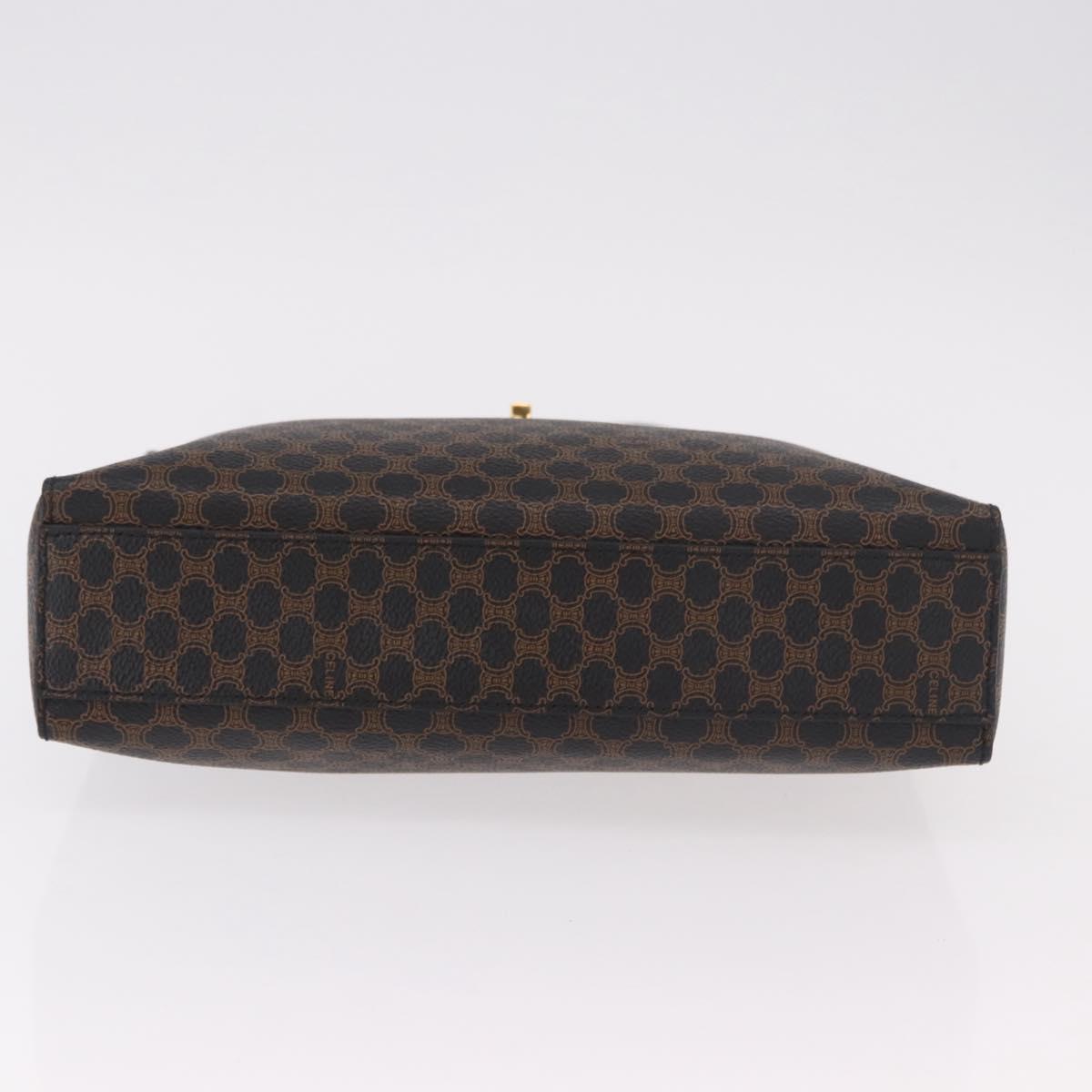 CELINE Macadam Canvas Shoulder Bag PVC Leather Black Gold Auth ep14777