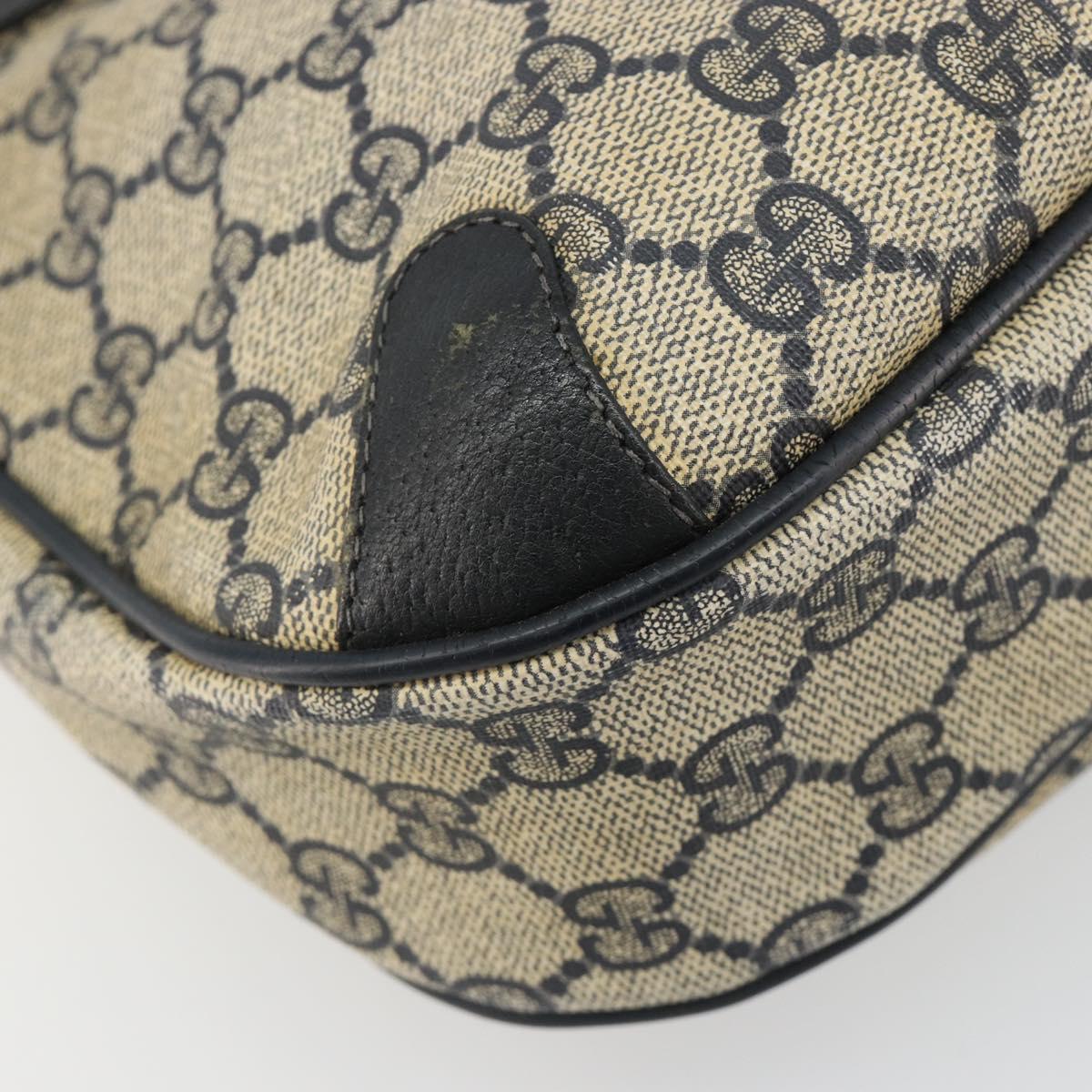 GUCCI GG Supreme Shoulder Bag PVC Navy Gold Auth ep14778