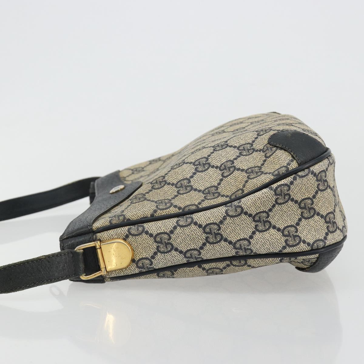 GUCCI GG Supreme Shoulder Bag PVC Navy Gold Auth ep14778