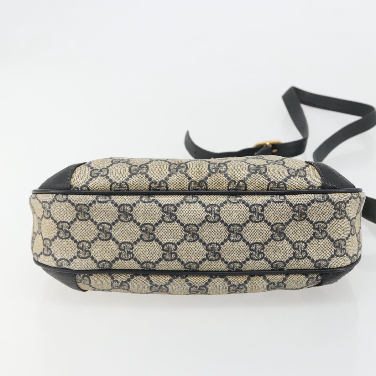 GUCCI GG Supreme Shoulder Bag PVC Navy Gold Auth ep14778