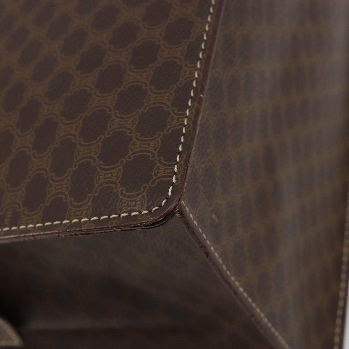 CELINE Macadam Canvas Hand Bag PVC Leather Brown Gold Auth ep14779