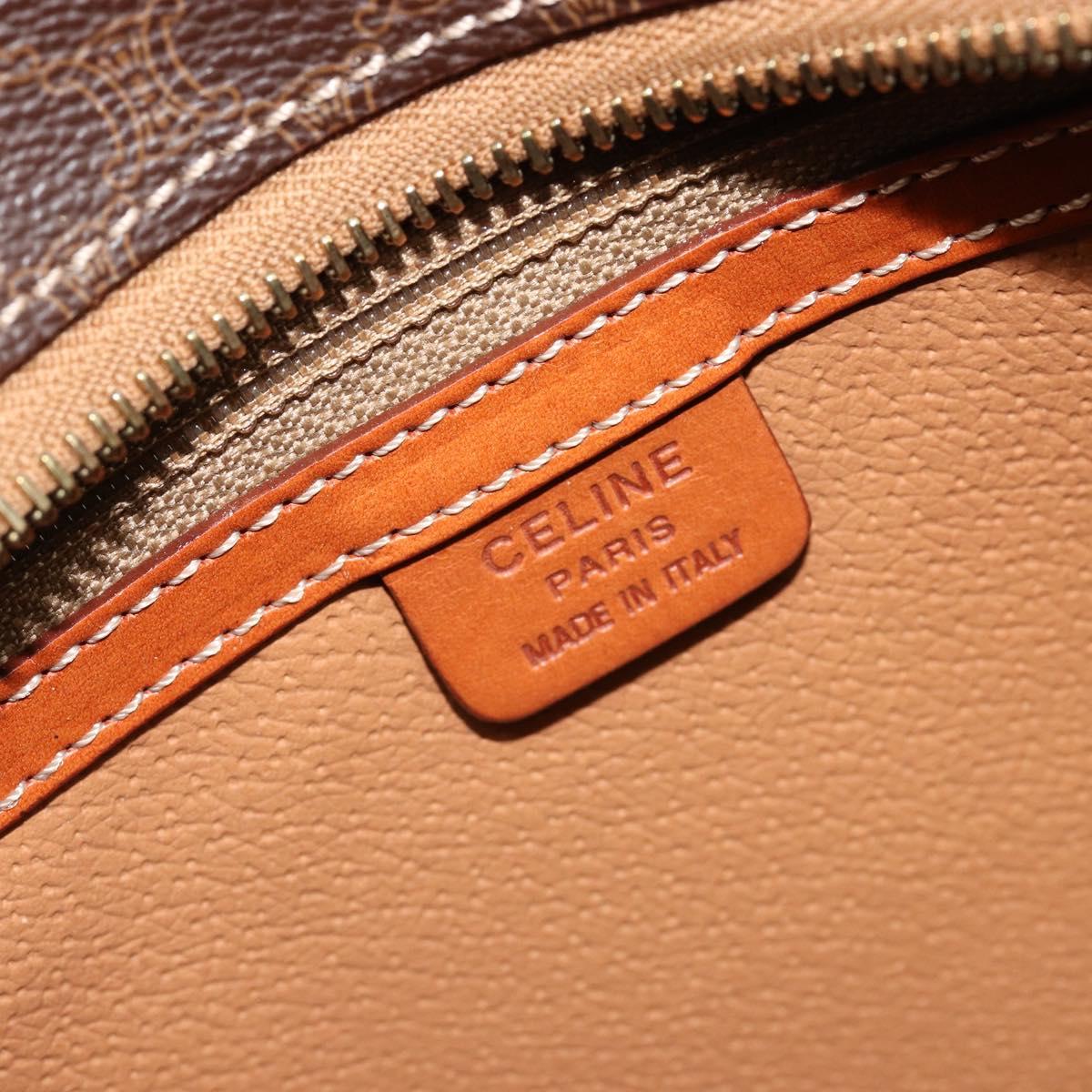 CELINE Macadam Canvas Hand Bag PVC Leather Brown Gold Auth ep14779