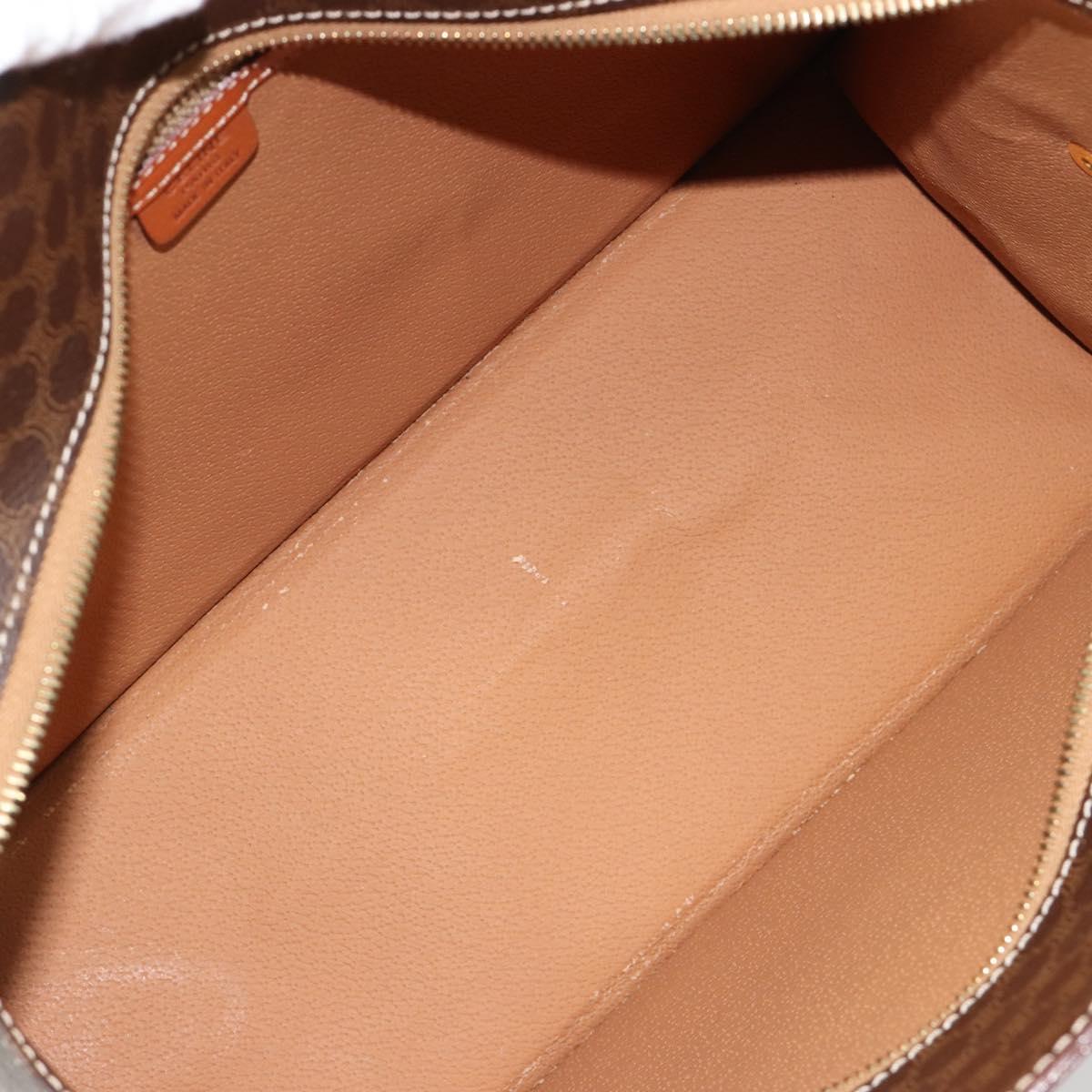 CELINE Macadam Canvas Hand Bag PVC Leather Brown Gold Auth ep14779