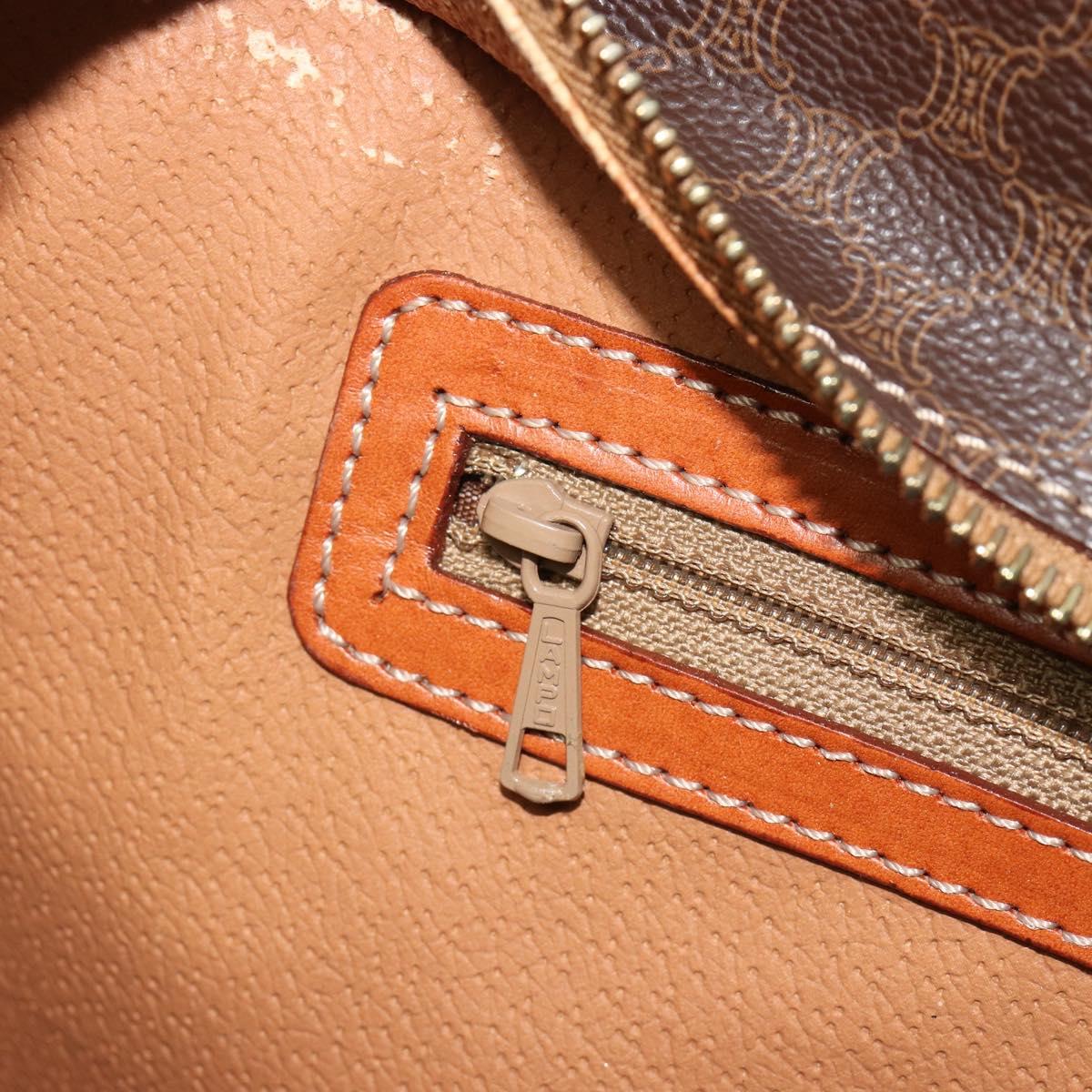 CELINE Macadam Canvas Hand Bag PVC Leather Brown Gold Auth ep14779