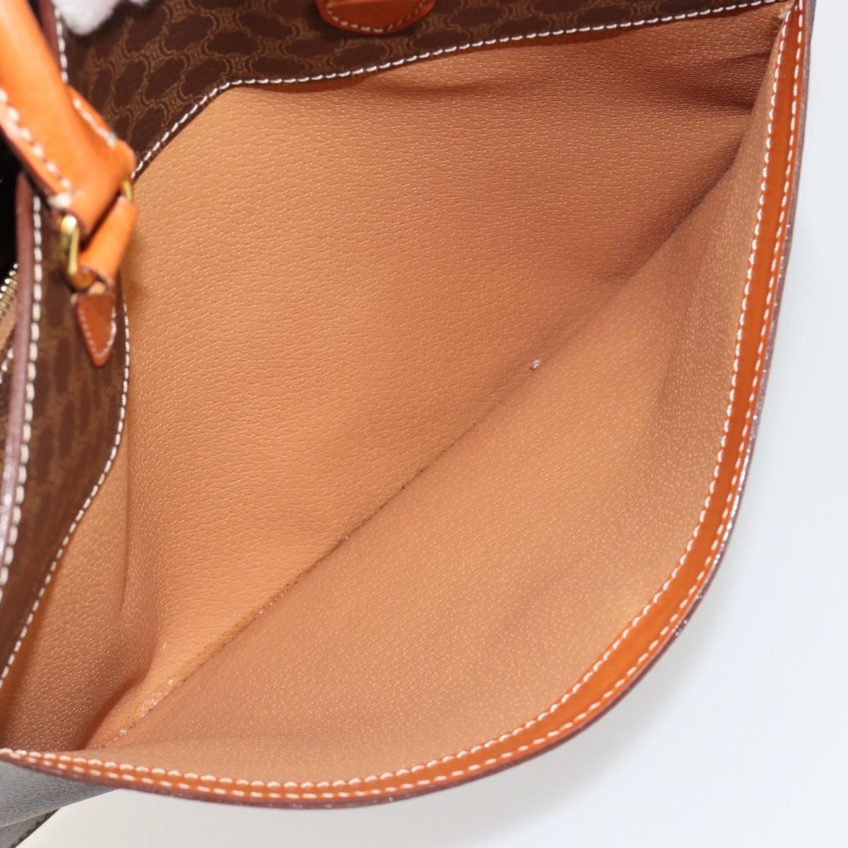 CELINE Macadam Canvas Hand Bag PVC Leather Brown Gold Auth ep14779
