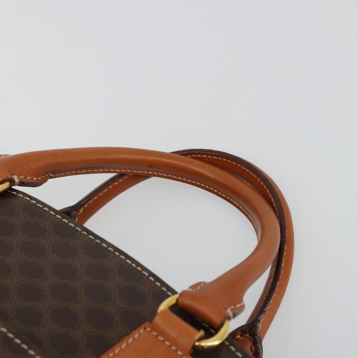 CELINE Macadam Canvas Hand Bag PVC Leather Brown Gold Auth ep14779