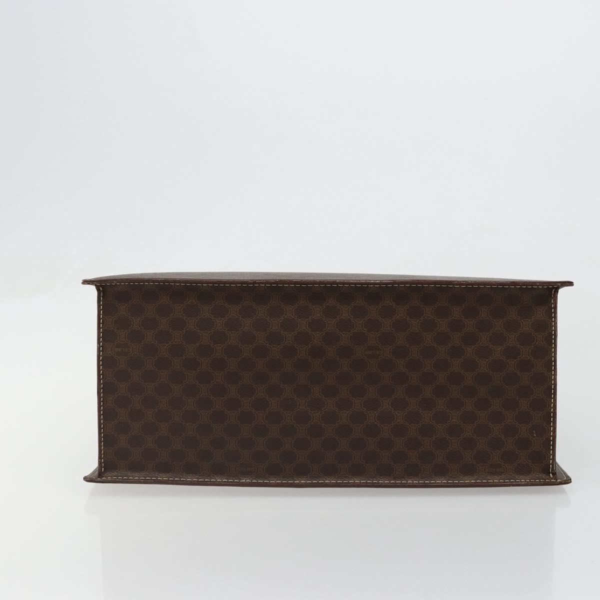 CELINE Macadam Canvas Hand Bag PVC Leather Brown Gold Auth ep14779