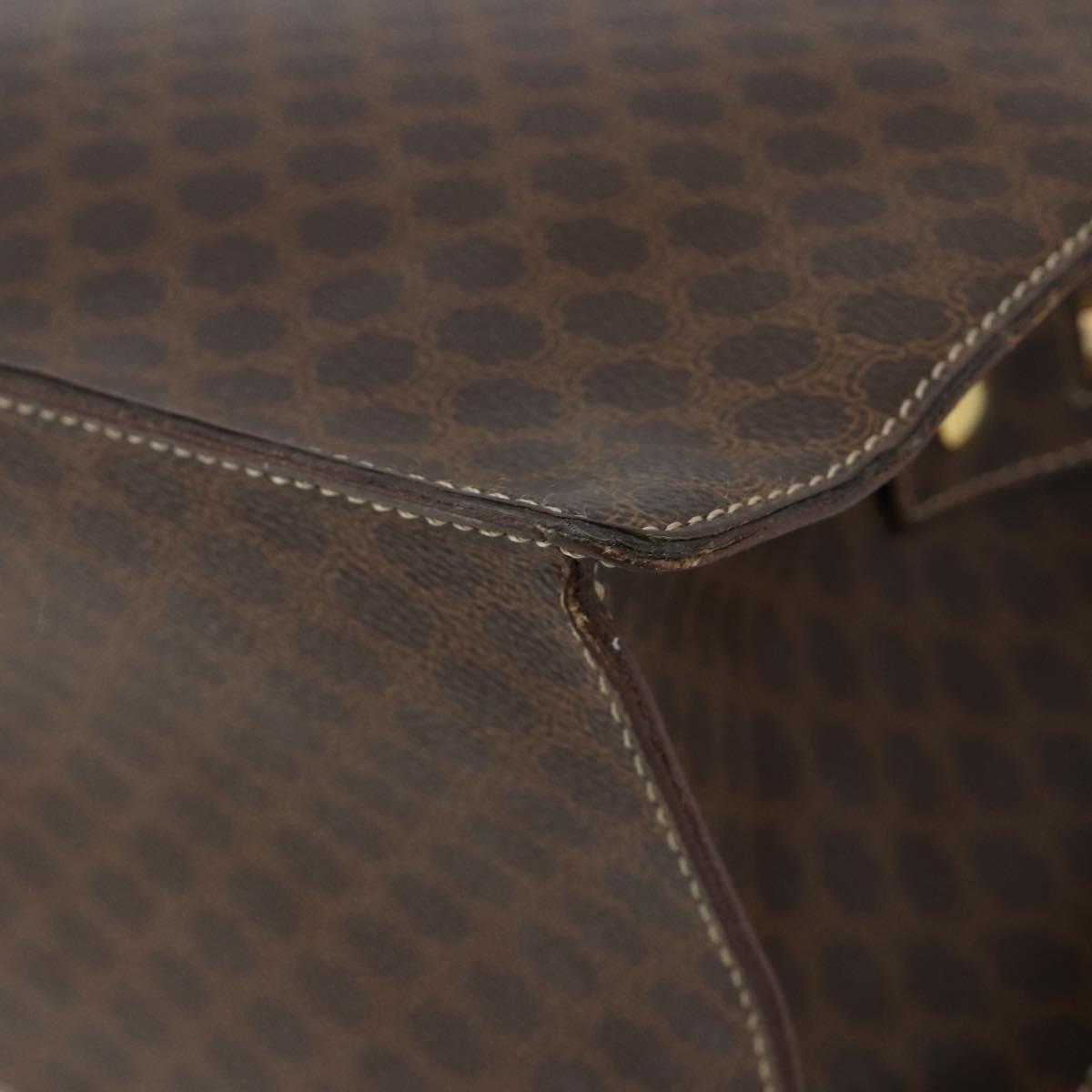 CELINE Macadam Canvas Hand Bag PVC Leather Brown Gold Auth ep14780