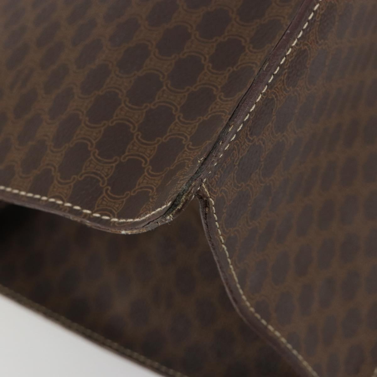 CELINE Macadam Canvas Hand Bag PVC Leather Brown Gold Auth ep14780