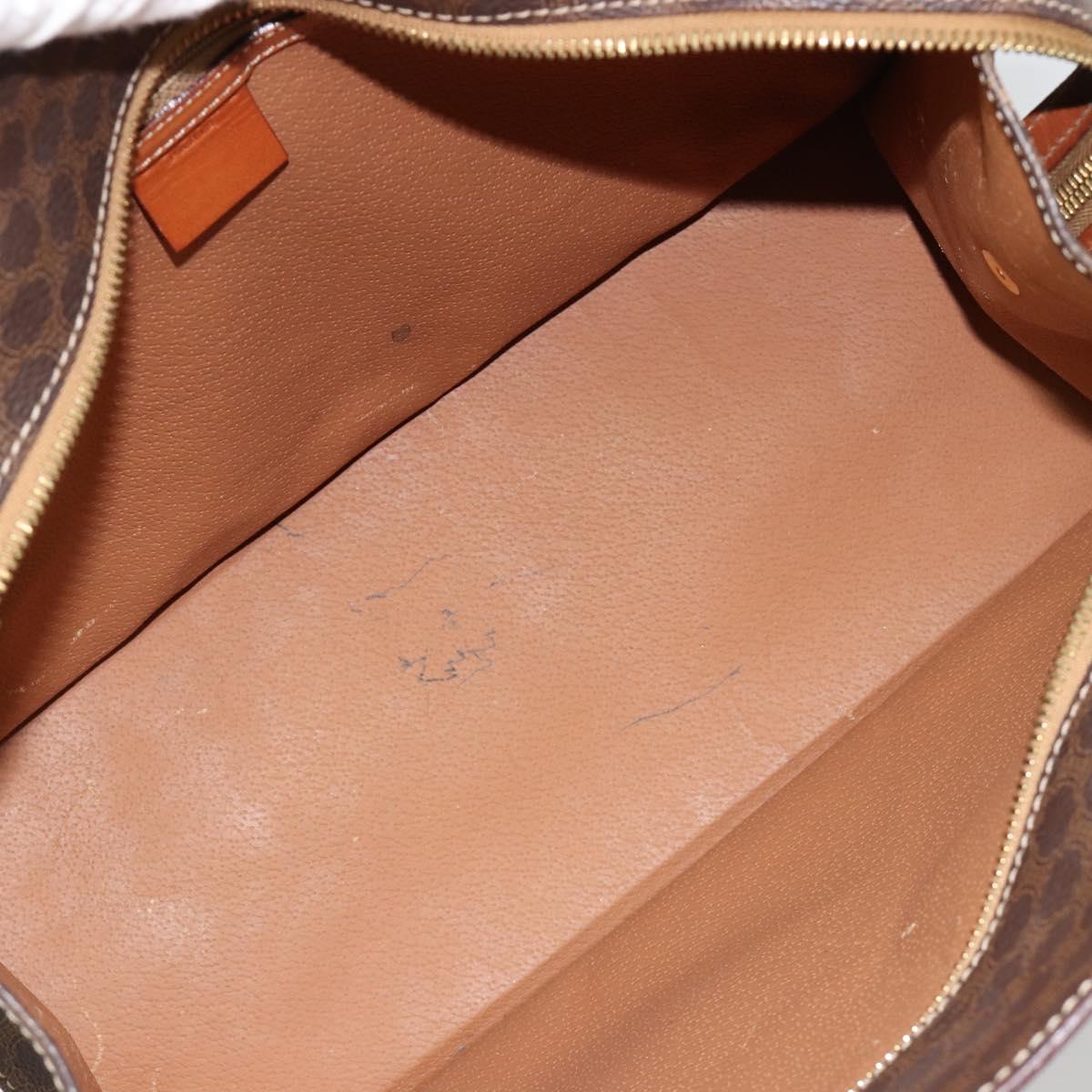 CELINE Macadam Canvas Hand Bag PVC Leather Brown Gold Auth ep14780