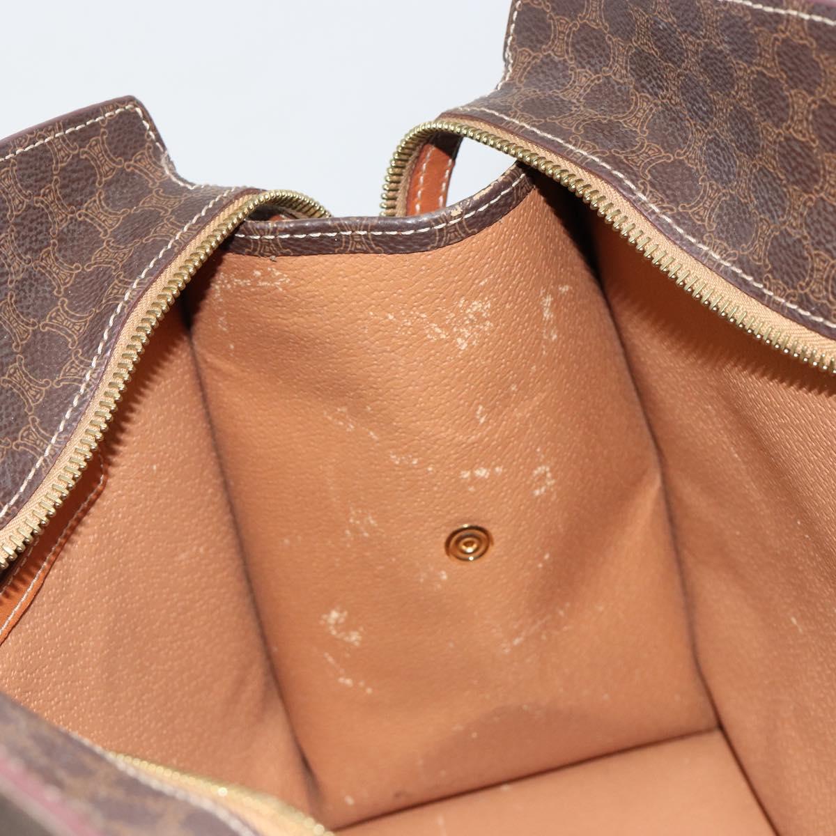 CELINE Macadam Canvas Hand Bag PVC Leather Brown Gold Auth ep14780