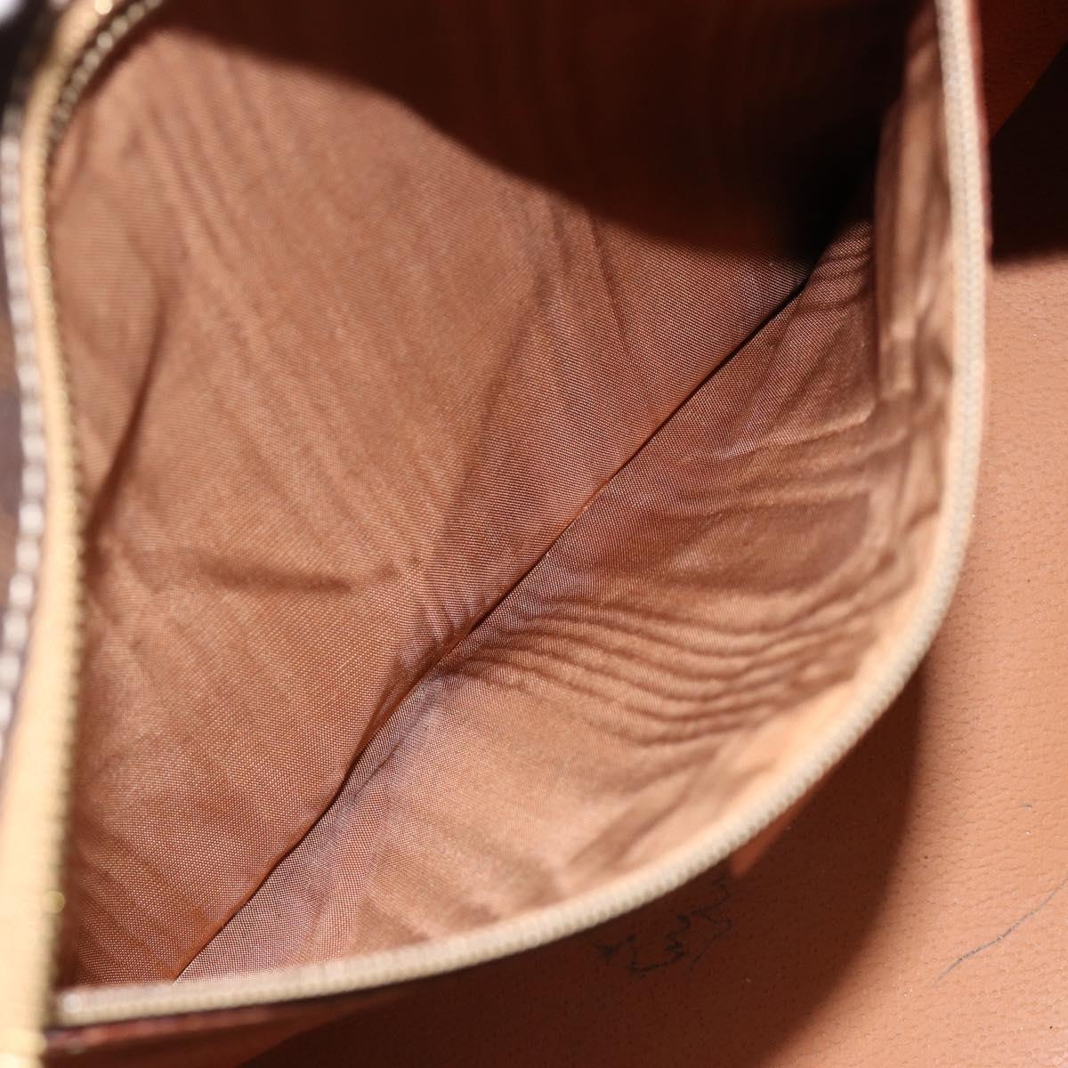 CELINE Macadam Canvas Hand Bag PVC Leather Brown Gold Auth ep14780