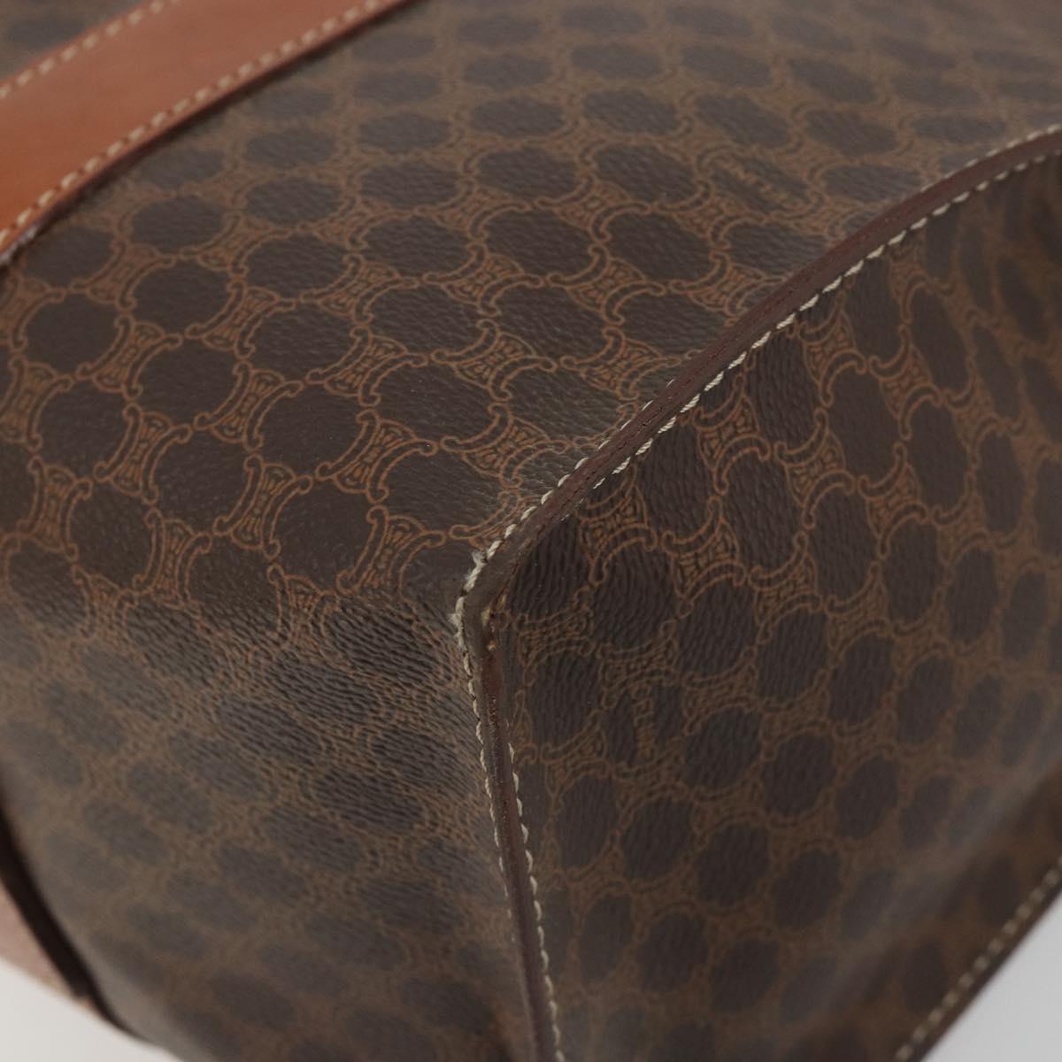 CELINE Macadam Canvas Tote Bag PVC Leather Brown Gold Auth ep14781