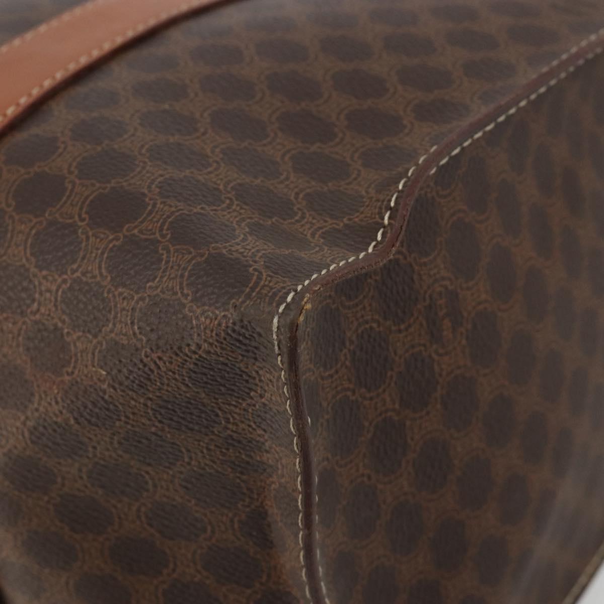 CELINE Macadam Canvas Tote Bag PVC Leather Brown Gold Auth ep14781