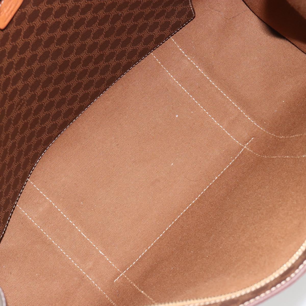 CELINE Macadam Canvas Tote Bag PVC Leather Brown Gold Auth ep14781