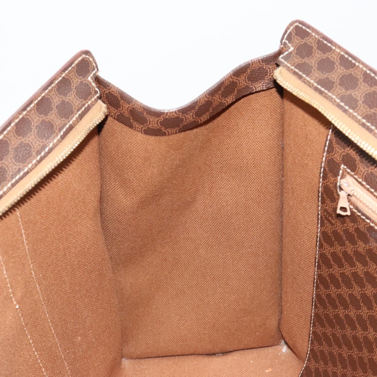 CELINE Macadam Canvas Tote Bag PVC Leather Brown Gold Auth ep14781